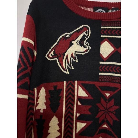 Arizona Coyotes NHL Patches Ugly Crew Neck Knit Sweater Hockey Mens Medium - Picture 9 of 9